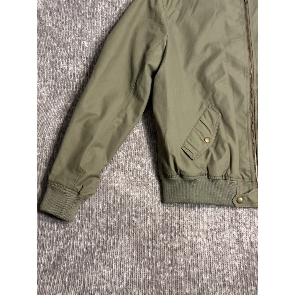J Crew Jacket Mens Large Green Military Style Bomber Flight Cotton Poplin Zip